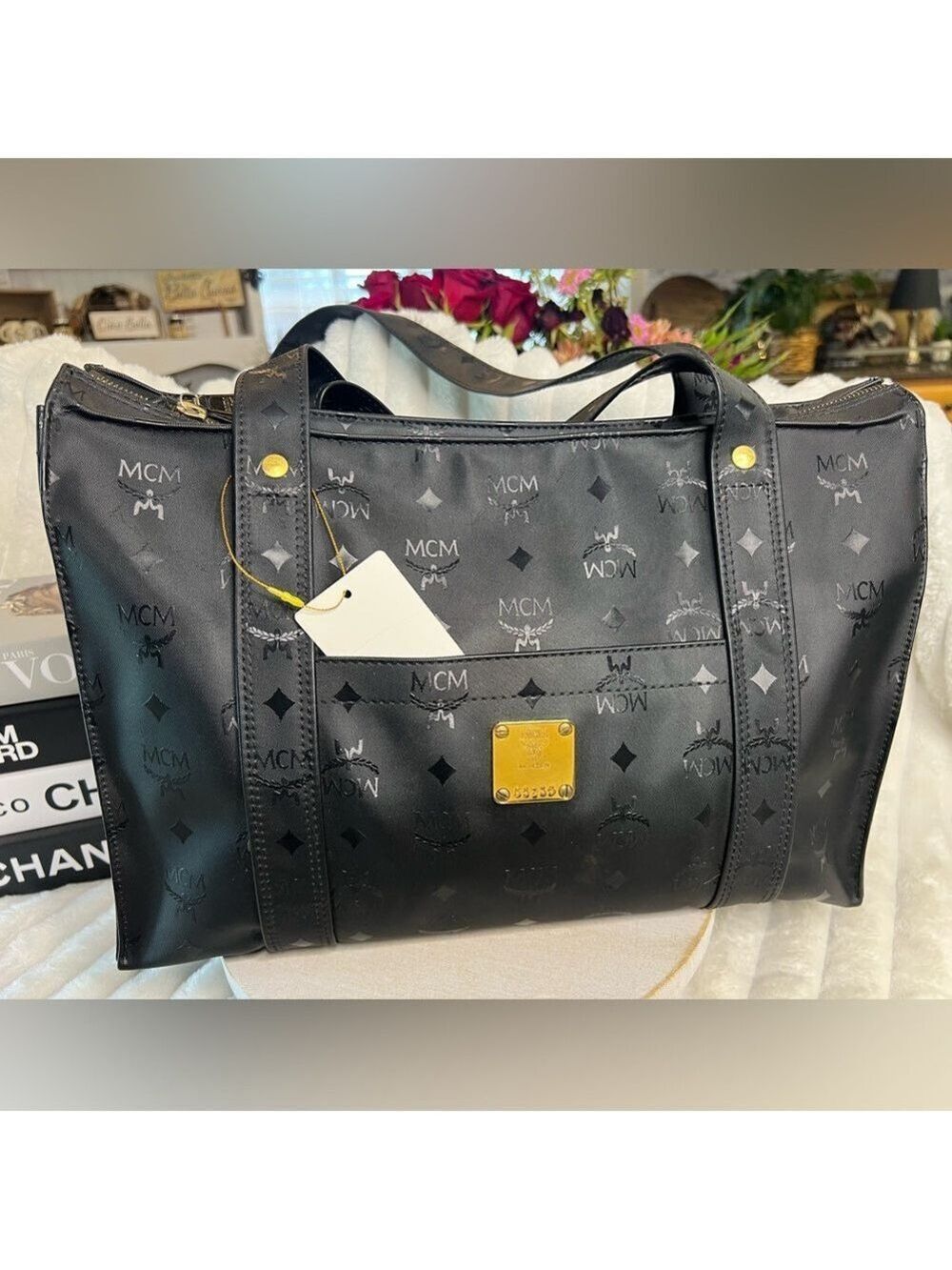 MCM Black Zipper Tote